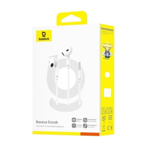 Baseus Encok HZ19 – Vezetékes Fél In-Ear Fülhallgató Mikrofonnal és 3,5 mm Jack Csatlakozóval