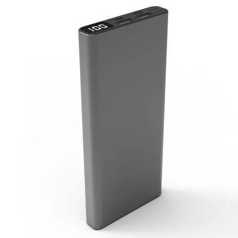 QUALO QPB10-LD-23-18 10000mAh Powerbank, LED Kijelzővel, 23W, Gyors Töltés, Szürke