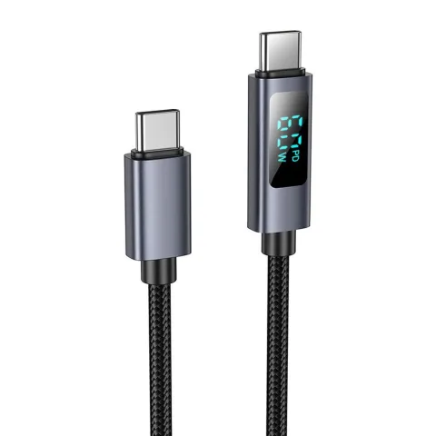 Hoco X112 USB-C – USB-C gyorstöltő és adatkábel digitális teljesítménykijelzővel 60W, 1 méter