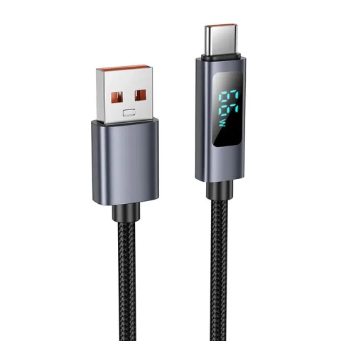 Hoco X112 USB-A – USB-C gyorstöltő és adatkábel digitális kijelzővel 5A, 1 méter