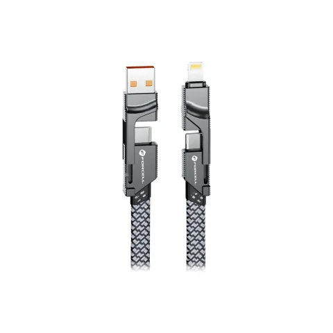 Forcell F-Energy C241 4 az 1-ben gyorstöltő és adatkábel – USB-A és USB-C bemenet, USB-C és Lightning csatlakozó, QC/PD 60W, 1 méter