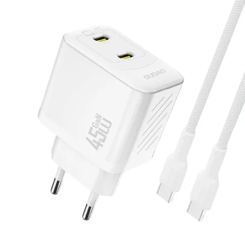 Dudao A28PCEU 45W GaN hálózati gyorstöltő – 2× USB-C, Power Delivery és USB-C kábel