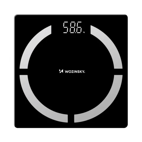 Wozinsky WIWL-30 okos személymérleg – Bluetooth, 12 testösszetételi adat, 180 kg terhelhetőség és FitGo alkalmazás