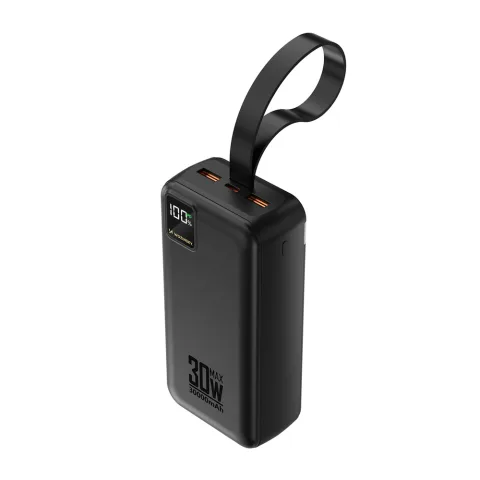 Wozinsky WZ8 30000mAh 30W powerbank – USB-C gyorstöltés, 2× USB-A, digitális kijelző és LED-lámpa