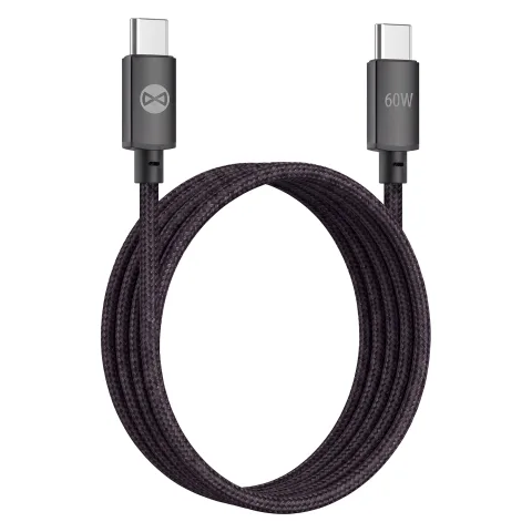 Forever Vibe USB-C – USB-C gyorstöltő és adatkábel – 60W PD, 1 m, nylonfonat