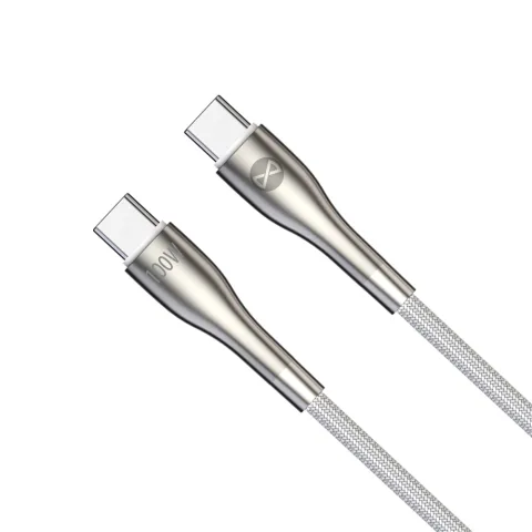 Forever Sleek USB-C – USB-C gyorstöltő és adatkábel – 100W, 1 m, nylonfonat, fém csatlakozók