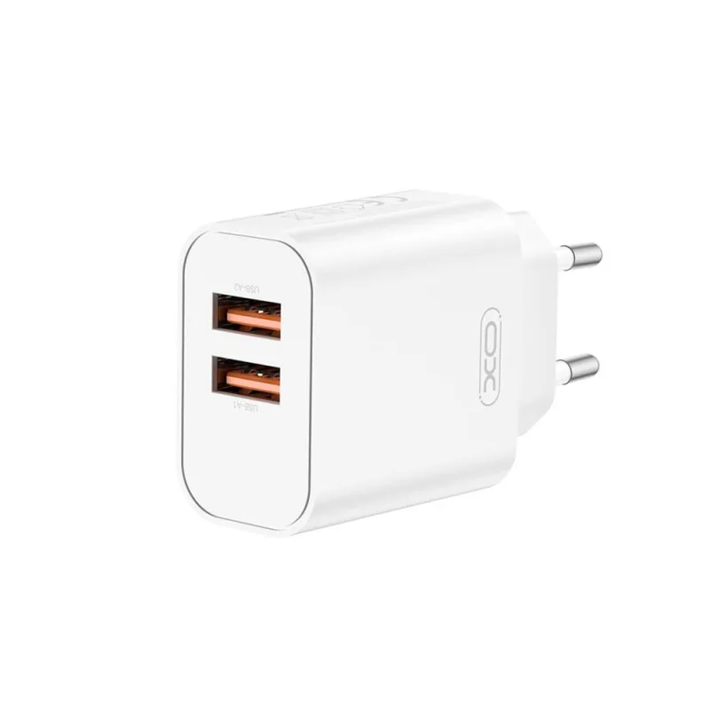 XO CE34 hálózati gyorstöltő, 2xUSB, 2,4A, fehér