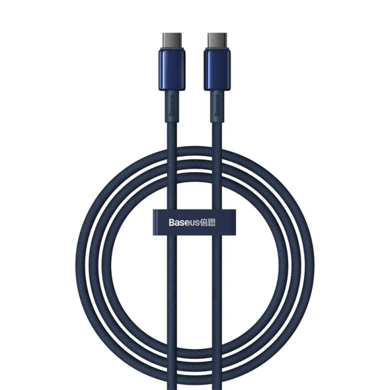 Baseus Tungsten Gold gyorstöltő és adatkábel USB-C - USB-C, 100W, 2m, sötétkék