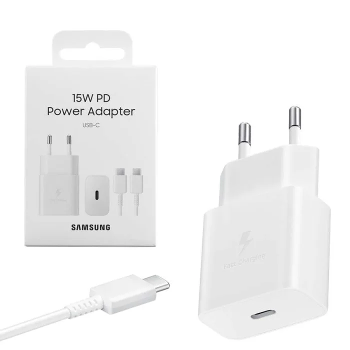 Samsung Travel Charger EP‑T1510X 15W hálózati gyorstöltő – 1m, USB‑C - USB‑C kábellel