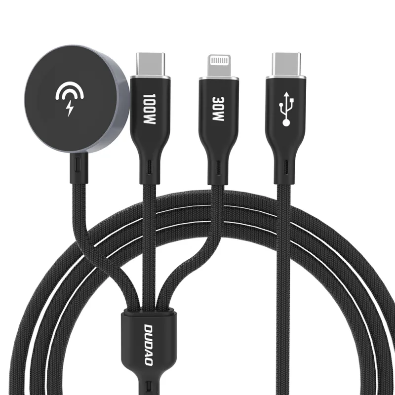 Dudao A12Max+ 3 az 1-ben 100W gyorstöltő kábel – USB-C, Lightning és Apple Watch töltő, 1,2 m
