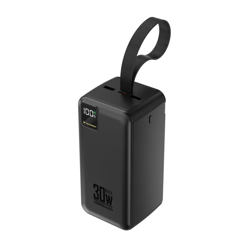 Wozinsky W8-5 50000mAh 30W powerbank – 2× USB-C, 2× USB-A, digitális kijelző és LED-lámpa