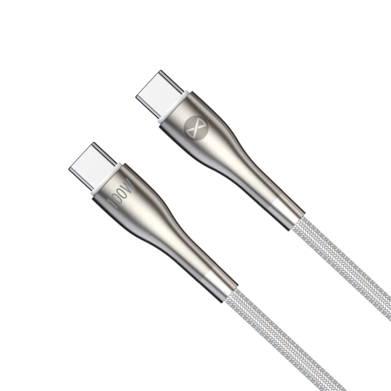 Forever Sleek USB-C – USB-C gyorstöltő és adatkábel – 100W, 1 m, nylonfonat, fém csatlakozók